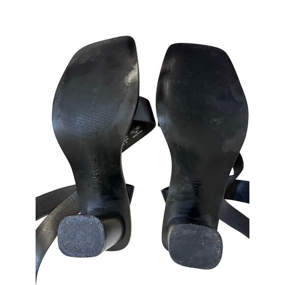 ZARA Black Strappy Block Heel Sandals Size 39 (US 8.5–9) - Picture 4 of 4